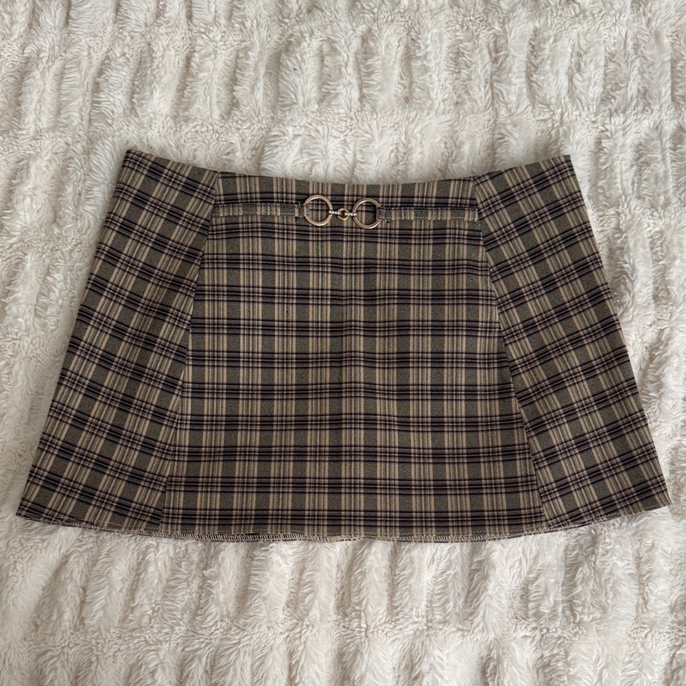 Urban Outfitters Black and Tan Plaid Mini Skirt